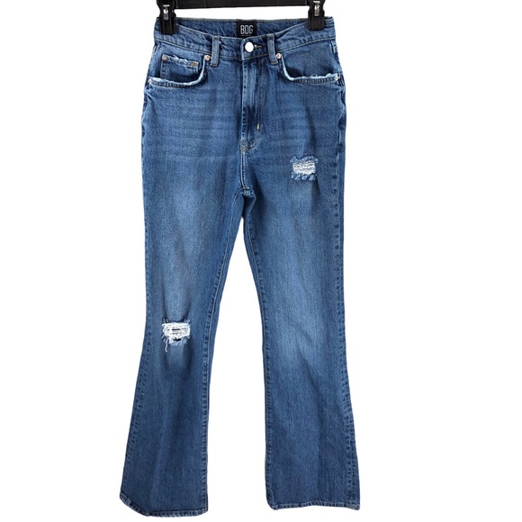 BDG Denim - BDG Stretch High Rise Flare Jeans Size 26 Light Wash Distressed
